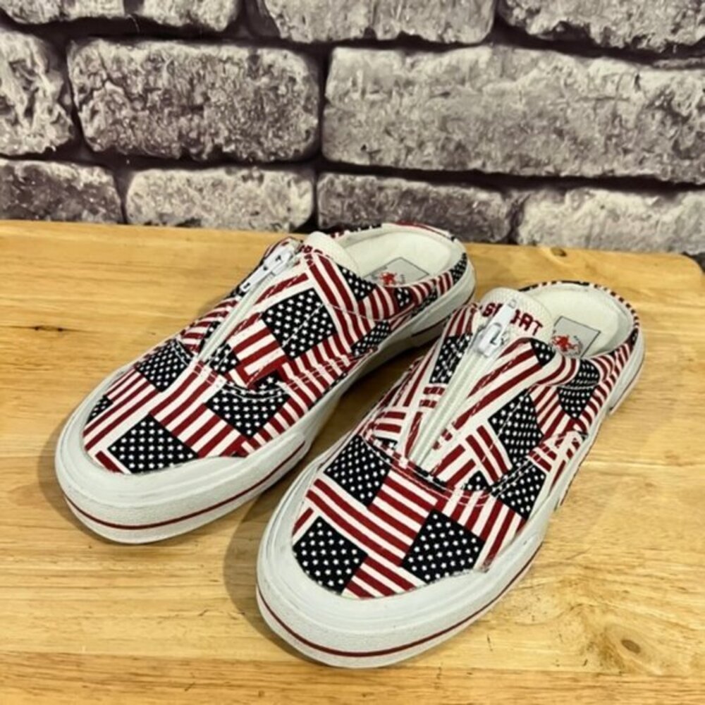 Beverly Hills Polo Club American Flag Slip On Clogs Size 8